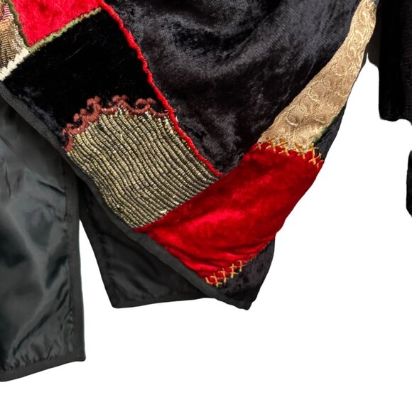 Vintage Allure Patchwork Blazer Jacket Size M Black Multi Long Sleeves Blazer - Picture 12 of 12